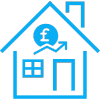 icon of a home with a GBP sign and an arrow representing increasing value